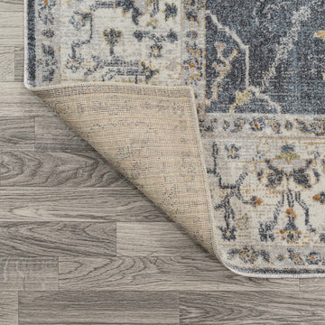 Brandy Rustic Border Low-Pile Machine-Washable Area Rug